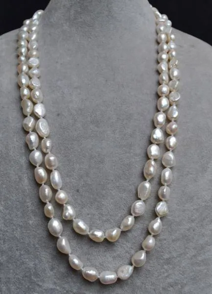 Bijoux en perles naturelles, collier de perles d'eau douce de couleur blanche baroque de 50 pouces de Long, 8 à 11mm, cadeau de fête des mères, pour les mariées, nouvel arrivage