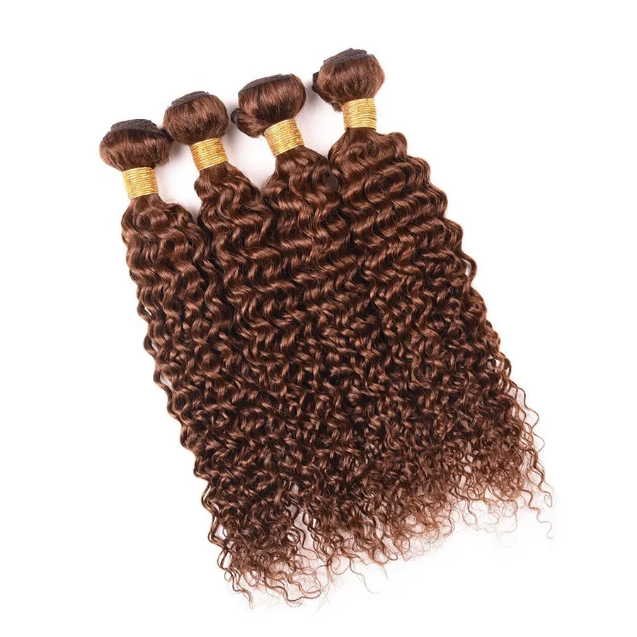 Ny ankomst 4 Middle Brown Hair Water Wave Brasilian Virgin Hair 3Bundles Brown Deep Wave Curly Hair Extension 8a Grad High Quali7481089