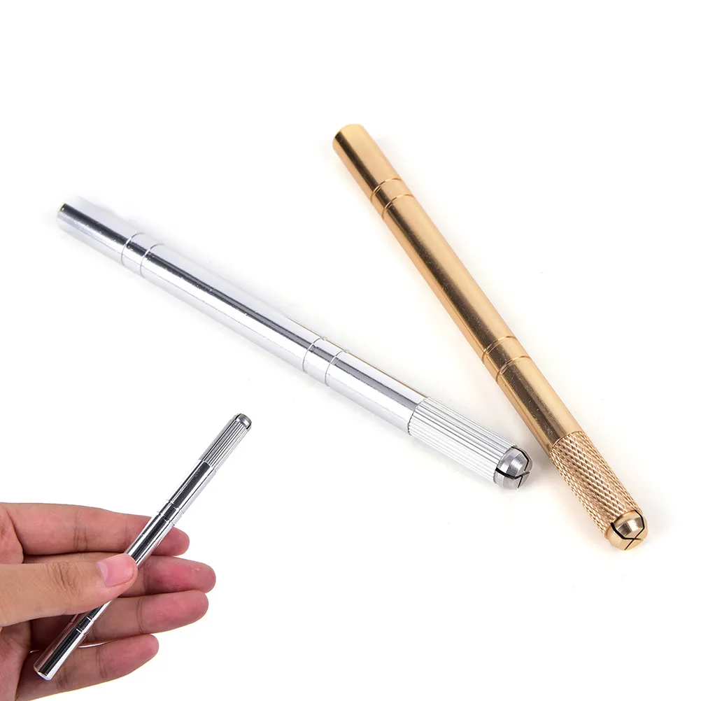 1Pc Permanent Stainless Steel Makeup Eyebrow Tattoo Manual Pen Microblading Pen Tattoo Machine Gold Sliver