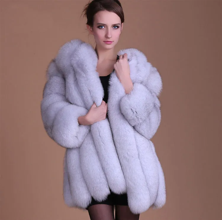 52 Inch LONG BLUE FOX Coat ,fur Coat With Whole Skins,fur Jacket,luxury Fur  Coat,available in Various Fox Colours,perfect Gift,customizable 