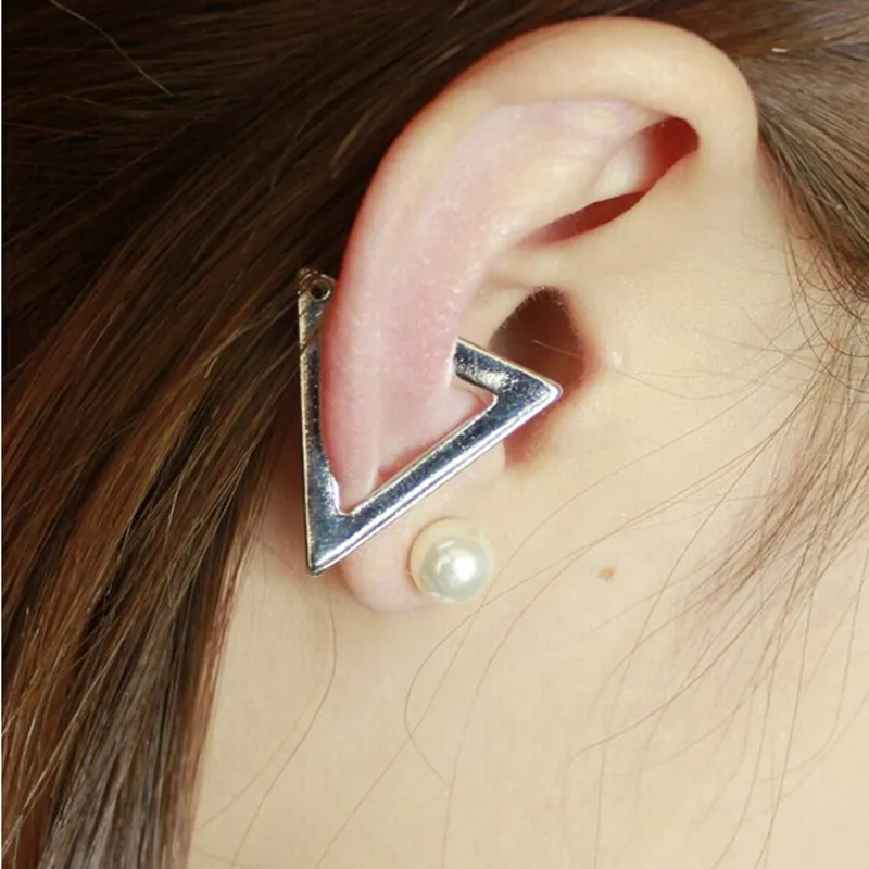 Nouveau Punk Métal Cartilage Oreille Clip Cuff Wrap Boucle D'oreille Pas de piercing-Clip Creux Triangle Femmes Hommes Parti Bijoux Pas Cher En Gros