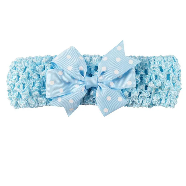 Verkoop Mode Wave Point Children's Hair Band Reticulatie Bowknot Hoofdtooi Leuke Cartoon Baby Haaraccessoires T3G0074