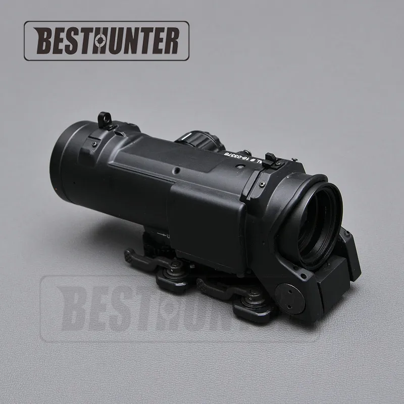 Tactical Rifle Scope Quick Detachable 1X-4X Adjustable Dual Role Sight Red and Green Optic Hunting Scope