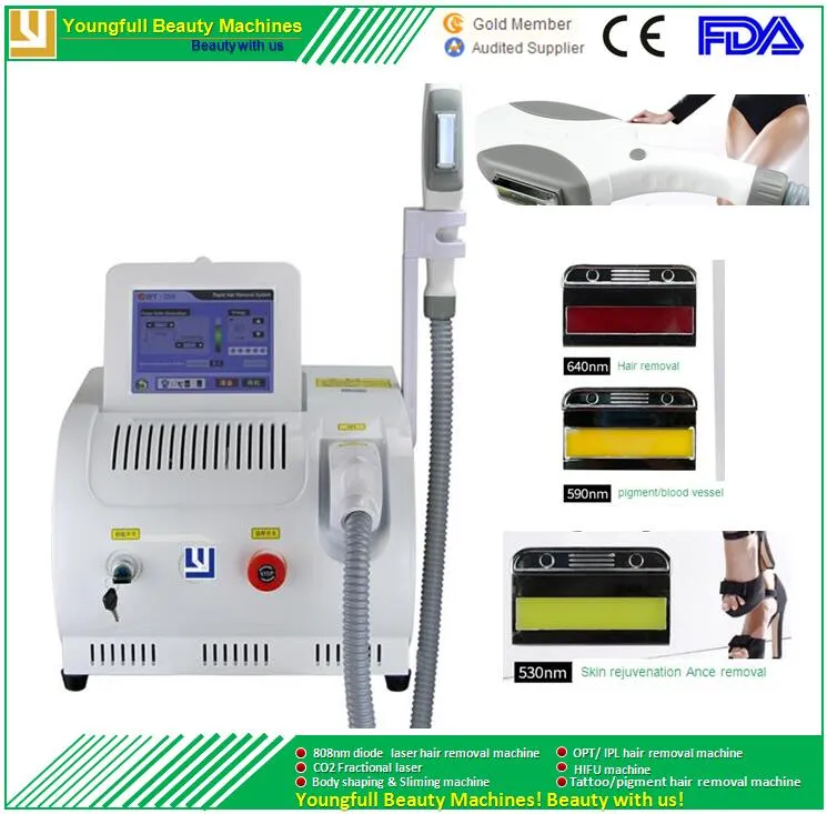 Draagbare optimale gepulseerde lichte huidverjonging sproet schoonheidsapparatuur verwijderen ipl spa salon machine ipl elight laser ontharing machine