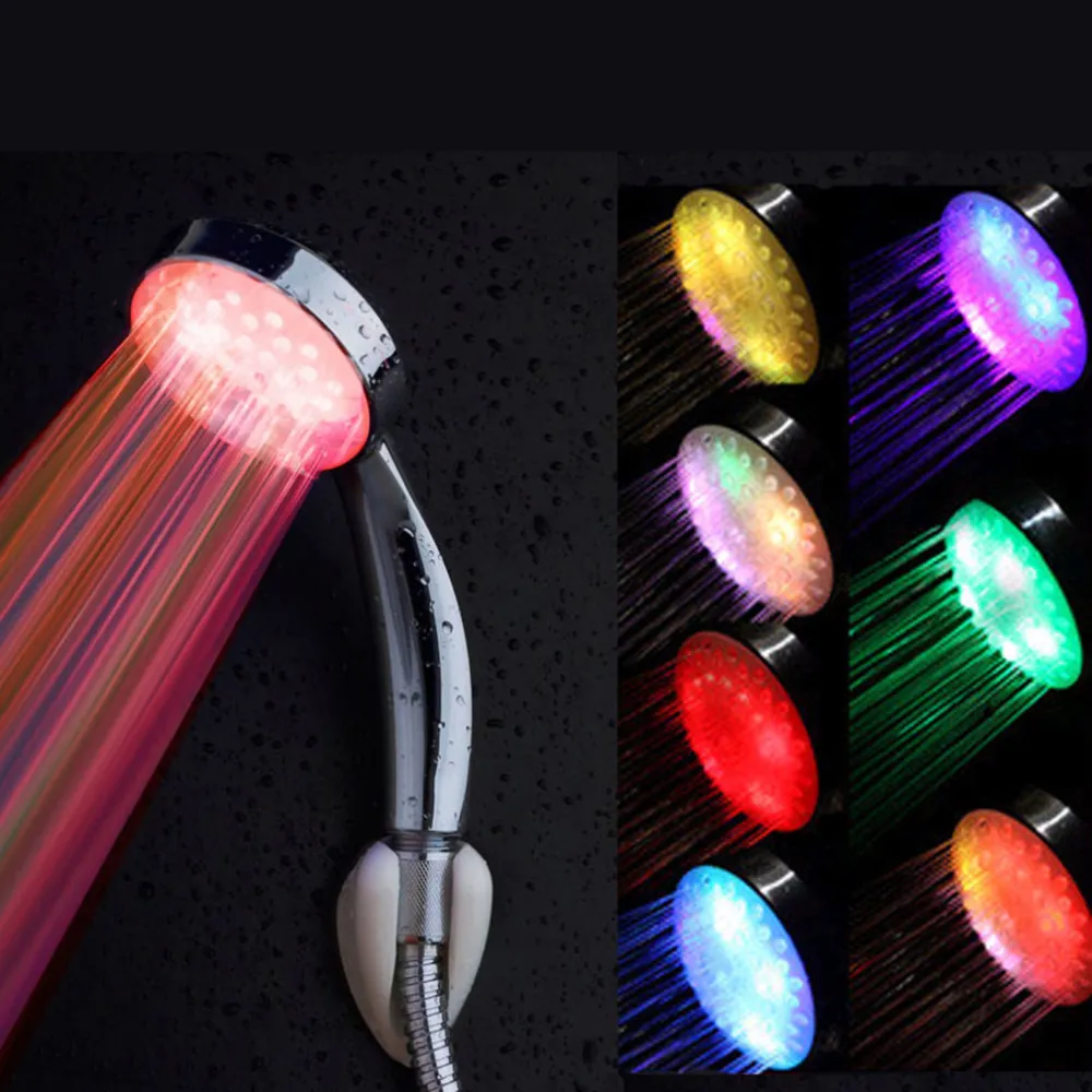 Romantische automatische magie 7 kleur 5 LED-verlichting die regendouche met douchekop één ronde hoofd voor waterbad badkamer