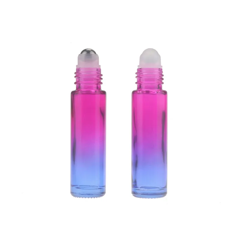 Color gradient 10 ml Glass Essential Oils Roll-on Bottles with Stainless Steel Roller Balls and Black Plastic Caps Roll on Bottles