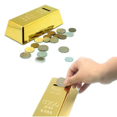 Gold Bar Coin Bank, 999.9 Fine Gold, Net WT 1000g Dekoration på toppen av Bar, Novelty Gold Brick Piggy Bank