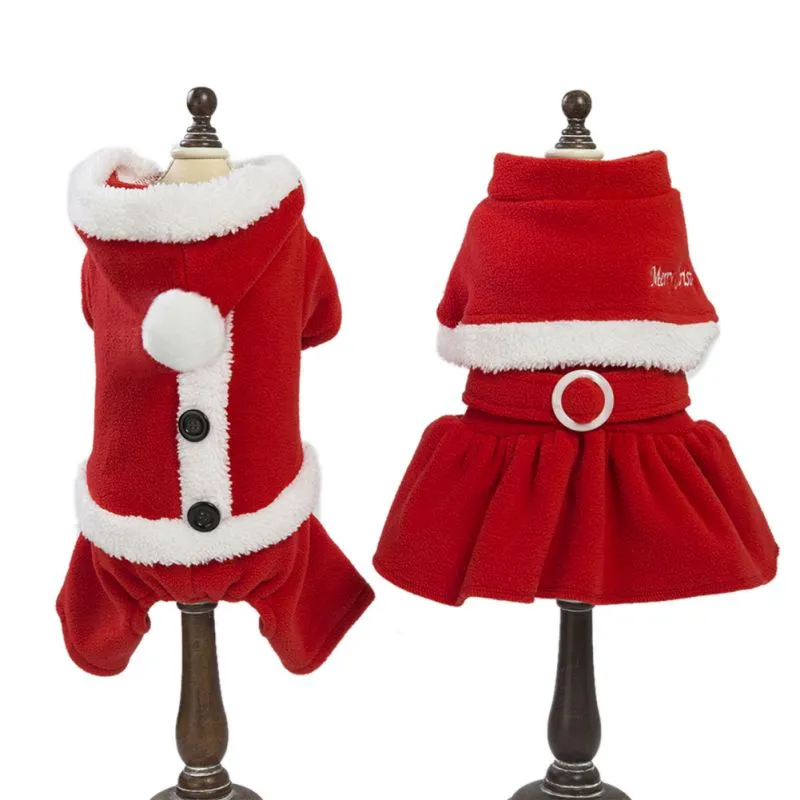 Huisdier Puppy Dog Santa Claus Warm Winter Kleding Kostuum Jas Kleding Decoratie Kerstfeest Evenementen Pet Honden Accessoires