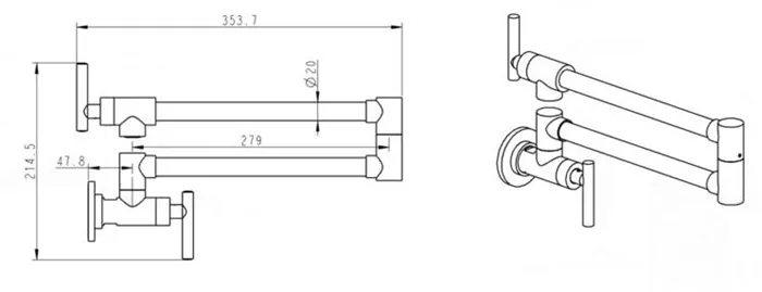 Messing Kupfer matt Schwarz Farbe Wandmontierter Topffüller Klappbar 2 Griffe Einzel Kaltwasser Küchenarmatur Nur Kaltwasserhahn SF989