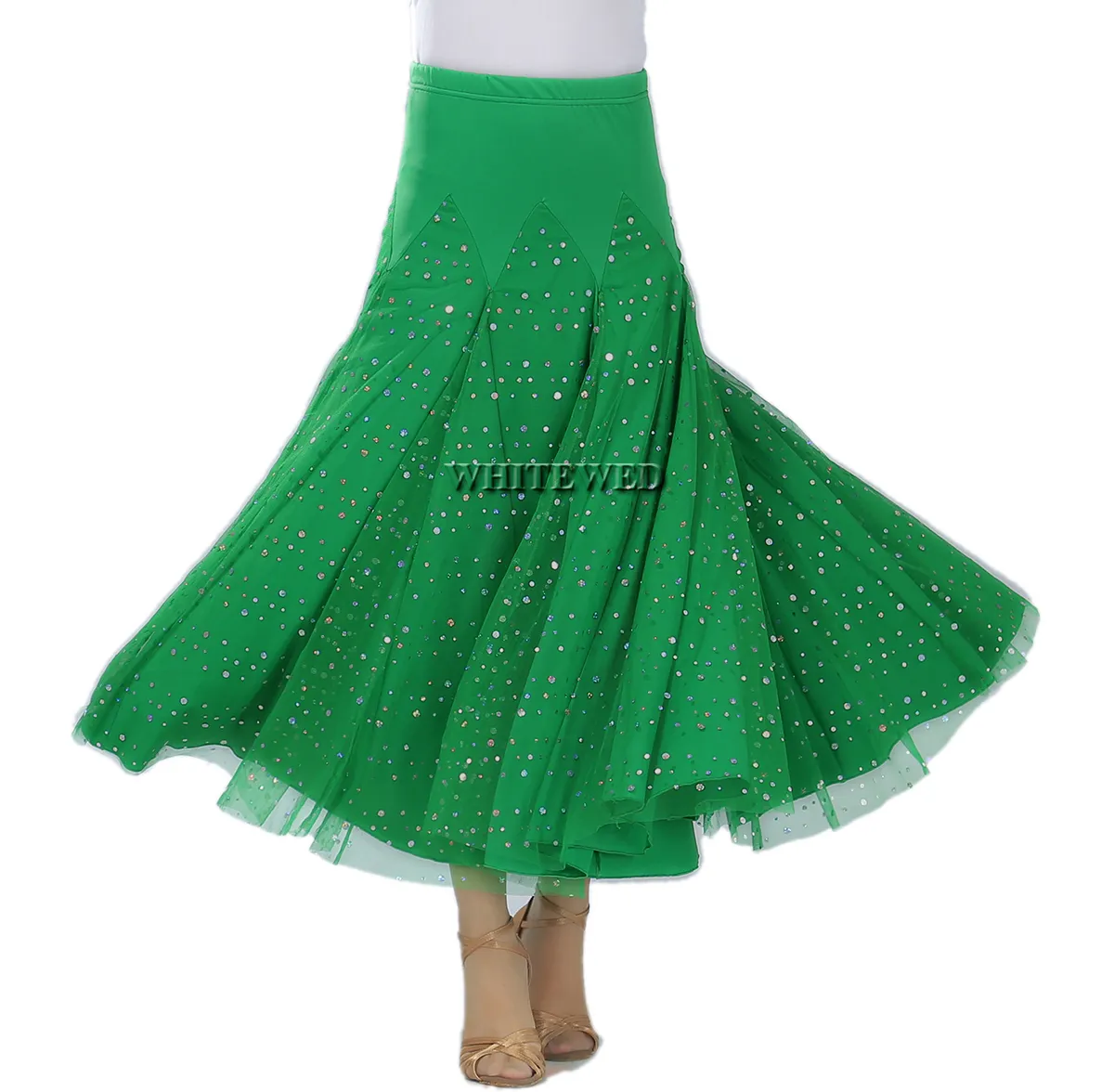 Lange Volledige Cirkel Foxtrot Flamenco Ballroom Gladde Standaard Fancy Dancing Rokken Flamenco Ballroom Waltz Foxtrot Dance Dancer Fancy Costume