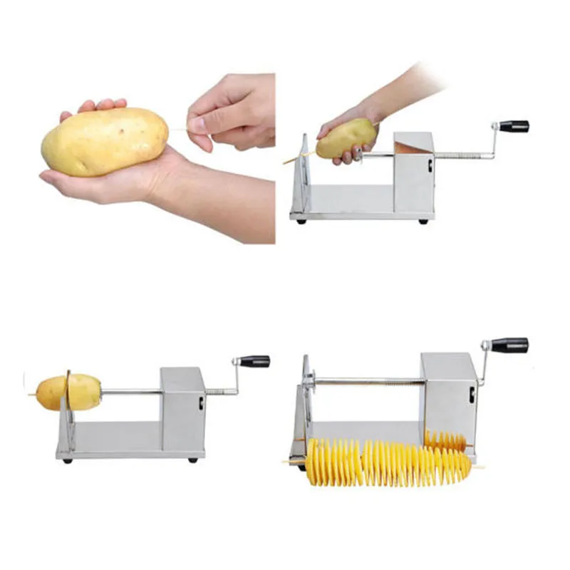 Çevre Dostu Patates Spiral Dilimleme Kesici Sebze Dilimleme Büküm Patates Spiral Kesici Paslanmaz alem Spiral Makinesi Mutfak alet