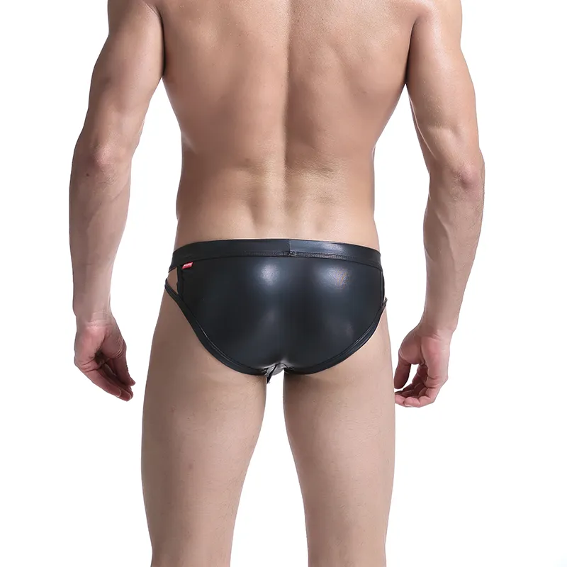 Calzoncillos sexis de cuero para hombre, ropa interior, suspensorio, bragas, Sissy, pareja Gay, bolsa para pene, breve erótico para Men2536