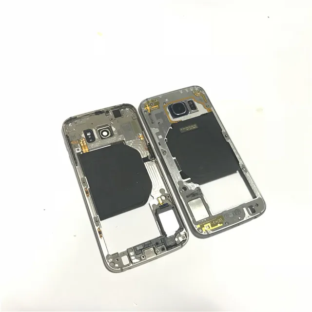 För Samsung Galaxy S6 G920A G920P G920F Högkvalitativ Middle Frame Bezel Bostadsbyte med sidoknapp