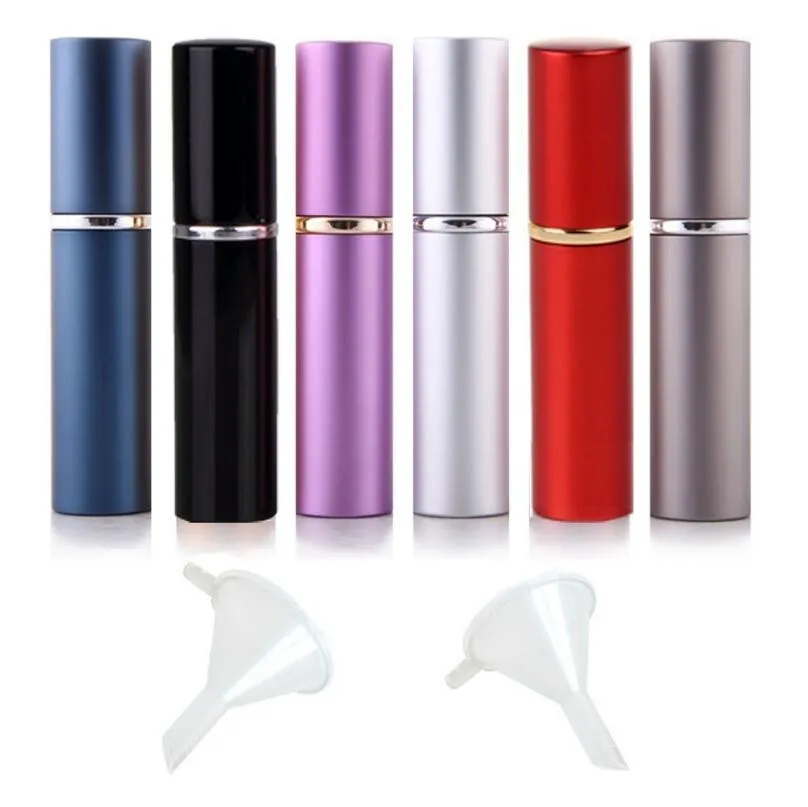 6ML Vacío Portátil Recargable Atomizador Maquillaje Spray Botellas de perfume Viaje Aluminio Metal Revestimiento de vidrio con bolsa OPP LX1116