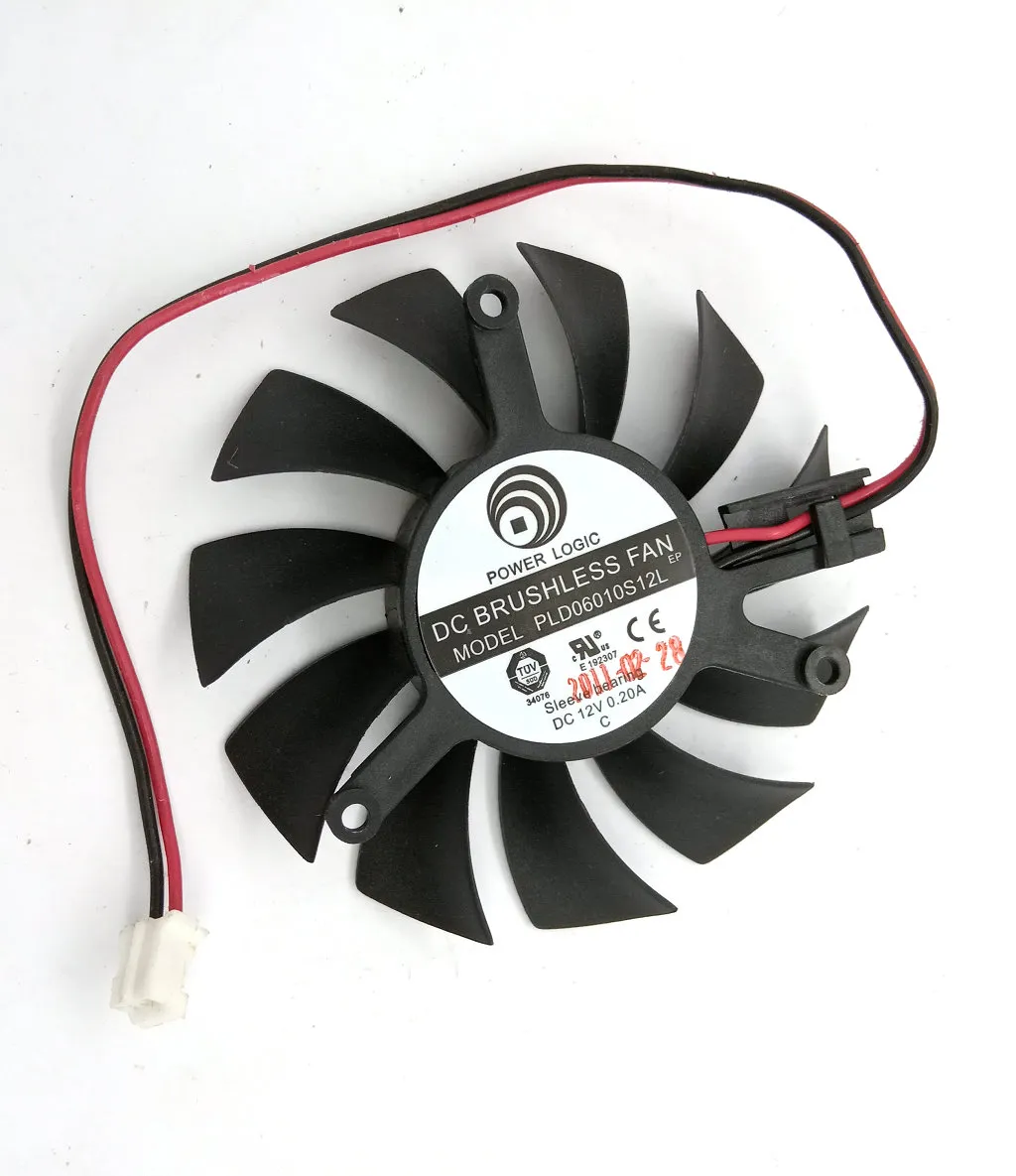 Power Logic Graphics Card Gpu Cooling Fan PLD06010S12L 60x60x10mm, 12V, 0.20A, 55mm Pitch, 39mm