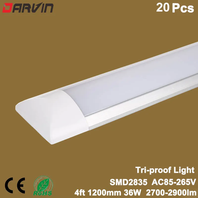 LED 선형 빛 4FT 120cm 1200mm 36W 정제 된 고정물 램프 110V 220V LED 튜브 빛 SMD2835 Batten 튜브 라이트 최고 품질