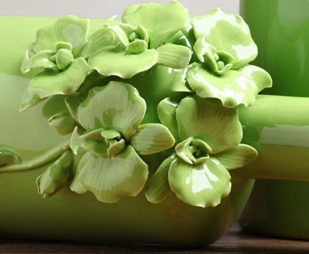 Современная резная форма сердца керамическая ваза для домашнего декора столешница этот пирс для вазы зеленого цвета