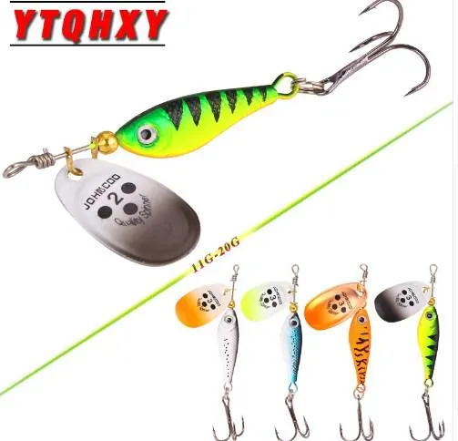 YTQHXXY 스피너 미끼 스팽글 스푼 금속 WOBBLER 11g 15g 20g 인공 잉어 PESCA 낚시 미끼 Treble 후크 메기 Ye-194