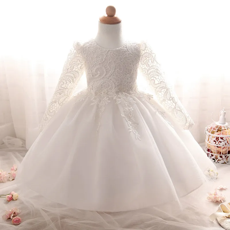Flower Girl Dresses Kids Baby Girls Clothes First Communion Dress Christening Gown Toddler Girls Lace Princess Wedding Birthday Party Dress
