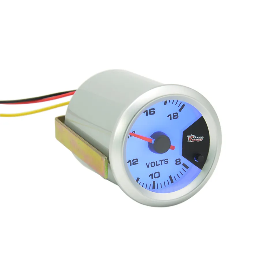 Dragon Gauge 52mm Stepper Motor Silver Buitenring Auto Auto Motorfiets Voltage 8-18V 7 Kleurlichten Volt Gauge