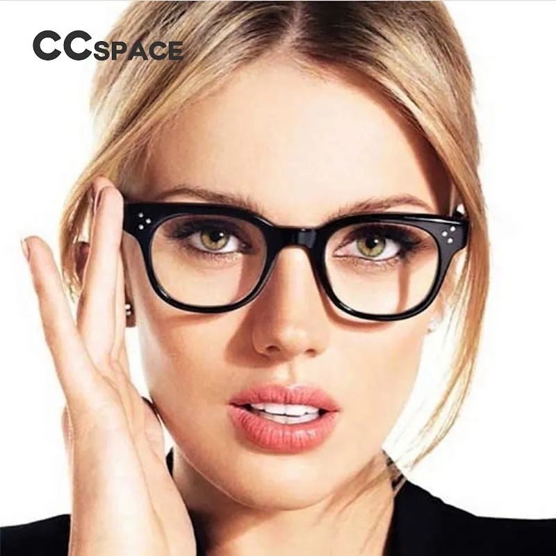 CCSPACE Classic Rivet Square Glasses Frames Men Women Retro Brand Designer Optical EyeGlasses Fashion Eyewear 45138