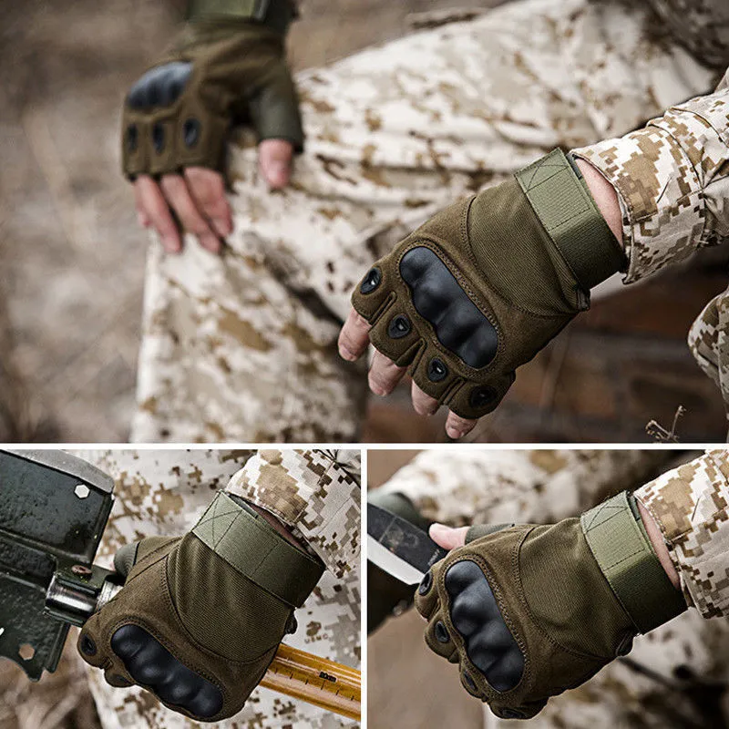 Tactical Hard Knuckle Half finger Gloves Men's Army Combat Hunting Shooting Airsoft Paintball Police Duty - Fingerless