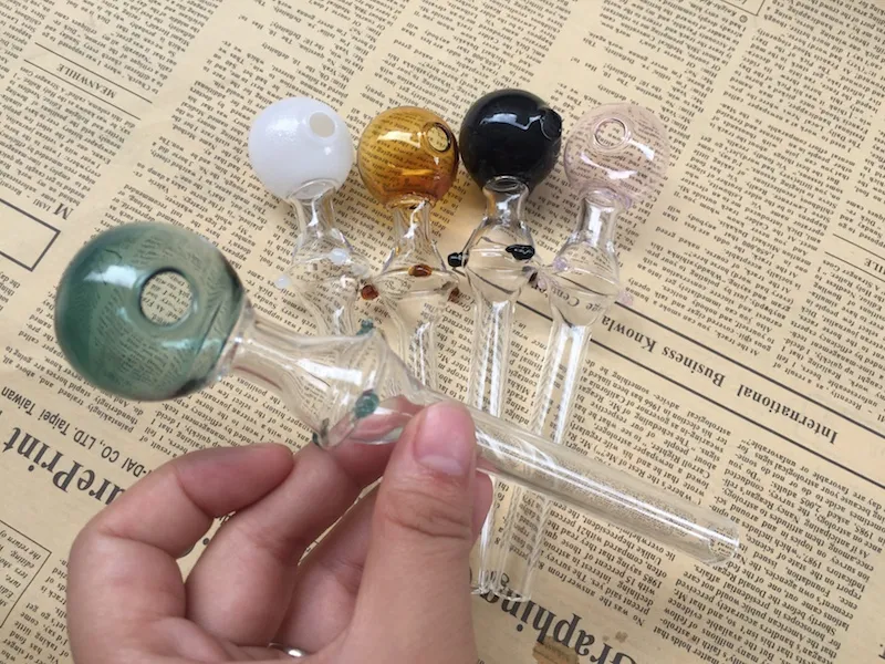 wholesale 14cm Pyrex colorful Great thick Oil Burner Pipe Glass Tube Pipe Oil Burning Nail smoking Pipe