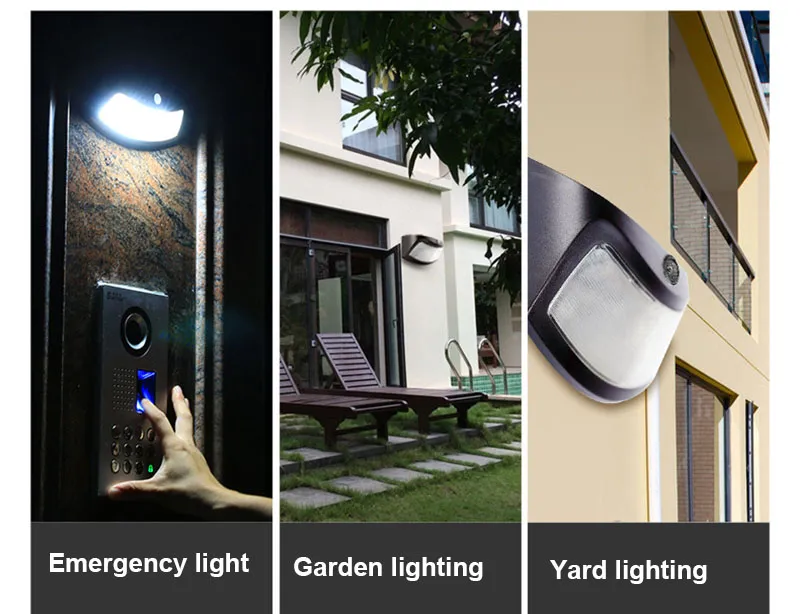 مقاوم للماء لاسلكية LED LED Outdoor Wall Light 8led Pir Motion Sensor Auto Lighting in Night Black and Copper ABS Shell