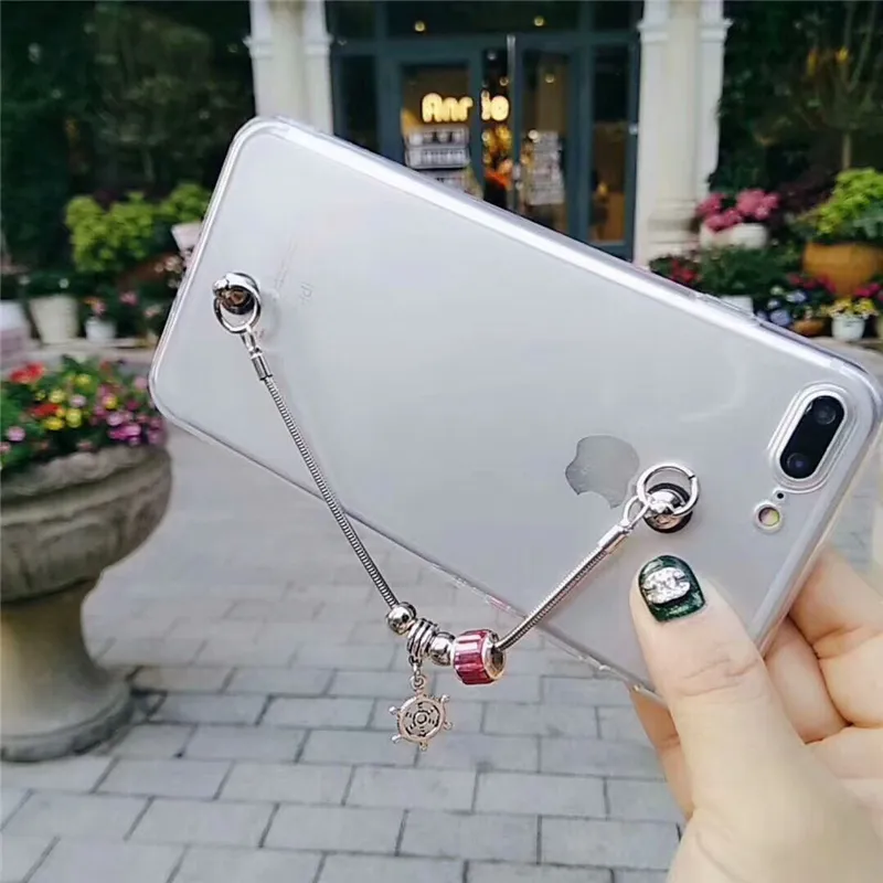 Flor de luxo pulseira transparente case para iphone 6 6 s plus 7 8 pluswomen phone case para iphone x capa