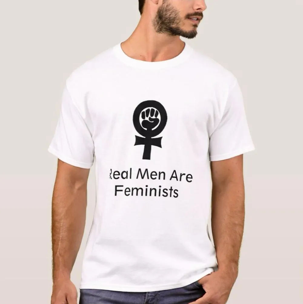 Camiseta blanca con estampado de letras para hombres reales, camiseta feminista, camisetas de movimiento feminista