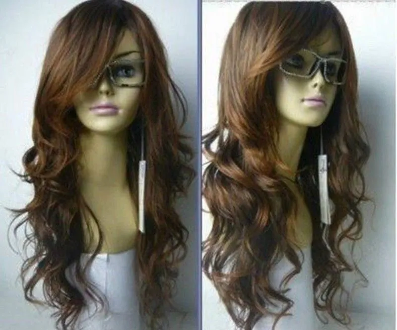 Vogue Inspired Long Wavy Curly Long Brown Wig Cosplay For Women From