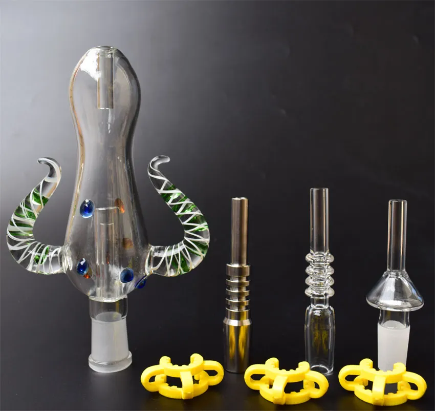 Version 5.0 Nectar Collector Set Octopus Design 14mm Nectar Collecter Kit med Titan Tip Nail Quartz Tips Mini Glas Vattenrör Bong