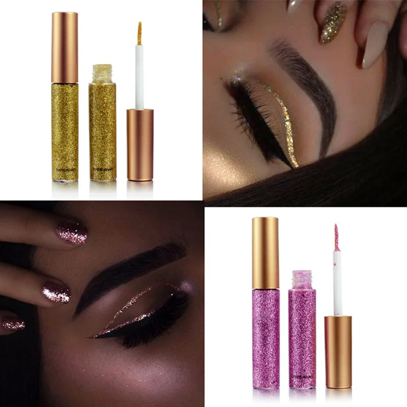 2018 Nova Marca de Maquiagem HANDAIYAN 10 Cores À Prova D 'Água Líquido Delineador Glitter Eyeshadow Highlighter Make up Eye Liner DHL Frete Grátis