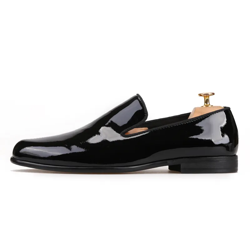 New arrival Handmade Black Patent leather men shoes luxurious party and wedding men's dress shoes men loafers