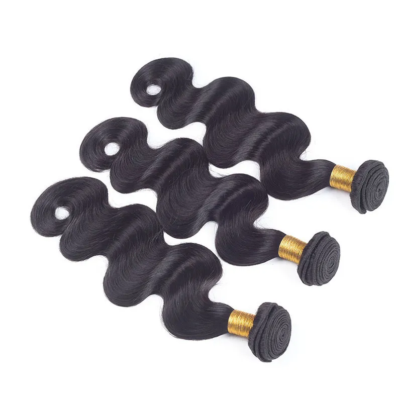 Yirubeauty cheveux humains brésiliens 4X4 fermeture de lacet avec 3 faisceaux de cheveux de vague de corps tisse avec 8-28 pouces