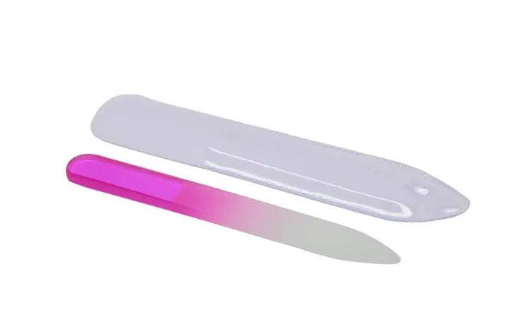 50X 3.5" /9CM Glass Nail Files with plastic sleeve Durable Crystal File Nail Buffer Nail Care Colorful