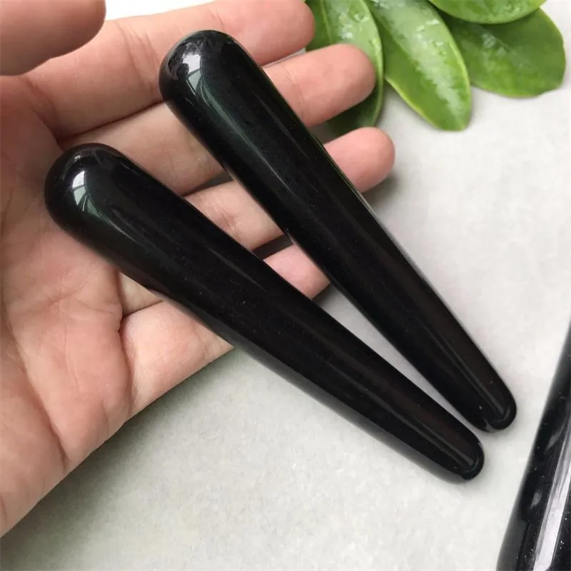 Natural Obsidian Quartz Crystal Healing Massage Wands Stone Massage Reiki Relaxation Point Stick Crystal Wand Healing