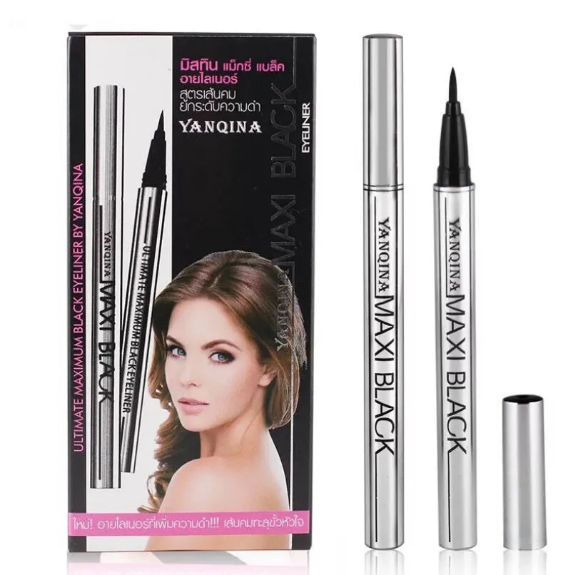 YANQINA NEW Black Long Lasting Liquid Eyeliner Pencil Waterproof Smudge-Proof Cosmetic Beauty Makeup Brush Eyeliner Gel Pen