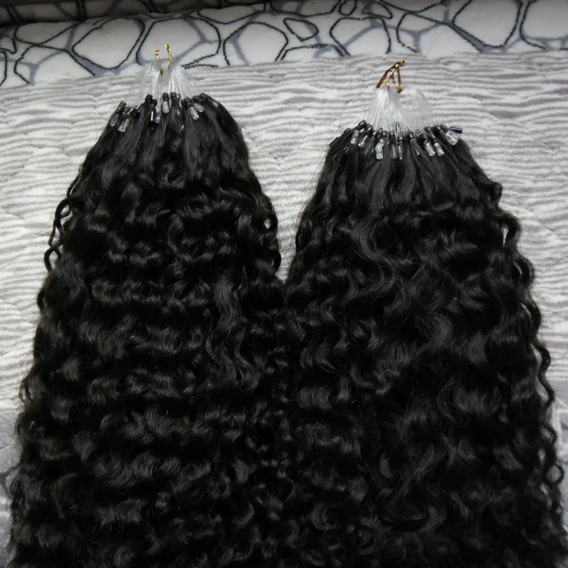 Human Hair Extensions Micro Loop 1G Curly 200G 1GS 200s Kinky Curly Micro Loop Human Hair Extensons6186638