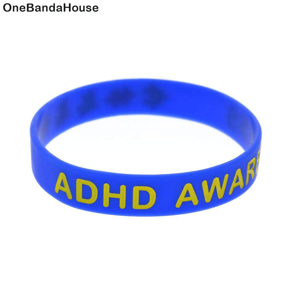 1 шт. ADHD Осведомленность Силиконовой браслете Многоцветный логотип несут это сообщение как напоминание в повседневной жизни