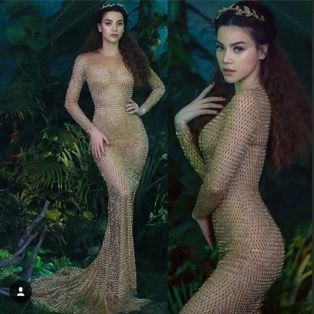 Evening dress Yousef aljasmi Kim kardashian Long sleeve Beaded Sheer Mermaid Special Almoda gianninaazar ZuhLair murad Ziadnakad