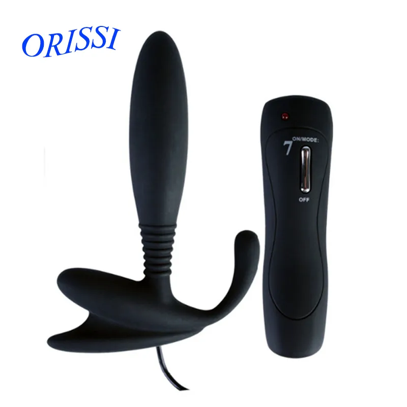 ORISSI Silicone 7 Velocidade Prostata Massagem Vibrando Butt Plug Anal Vibrador, Dispositivo de Massagem Próstata Brinquedo Do Sexo Adulto D18110505