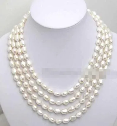 Livraison gratuite vente Super Long 80 "7-8mm blanc Baroque naturel perle d'eau douce Necklace-ne1641