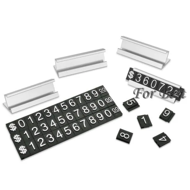 Whole-Silver Schmuck-Display-Etikettenanhänger, verstellbarer Zahlenzähler, Würfel-Dollar-Zeichen mit Standfuß319A