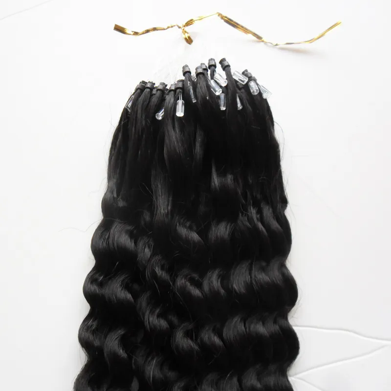 Brasilianska Virgin Hair Micro Loop Human Hair Extensions 100g Kinky Curly Natural Micro Link Hårförlängningar Human Micro Rings