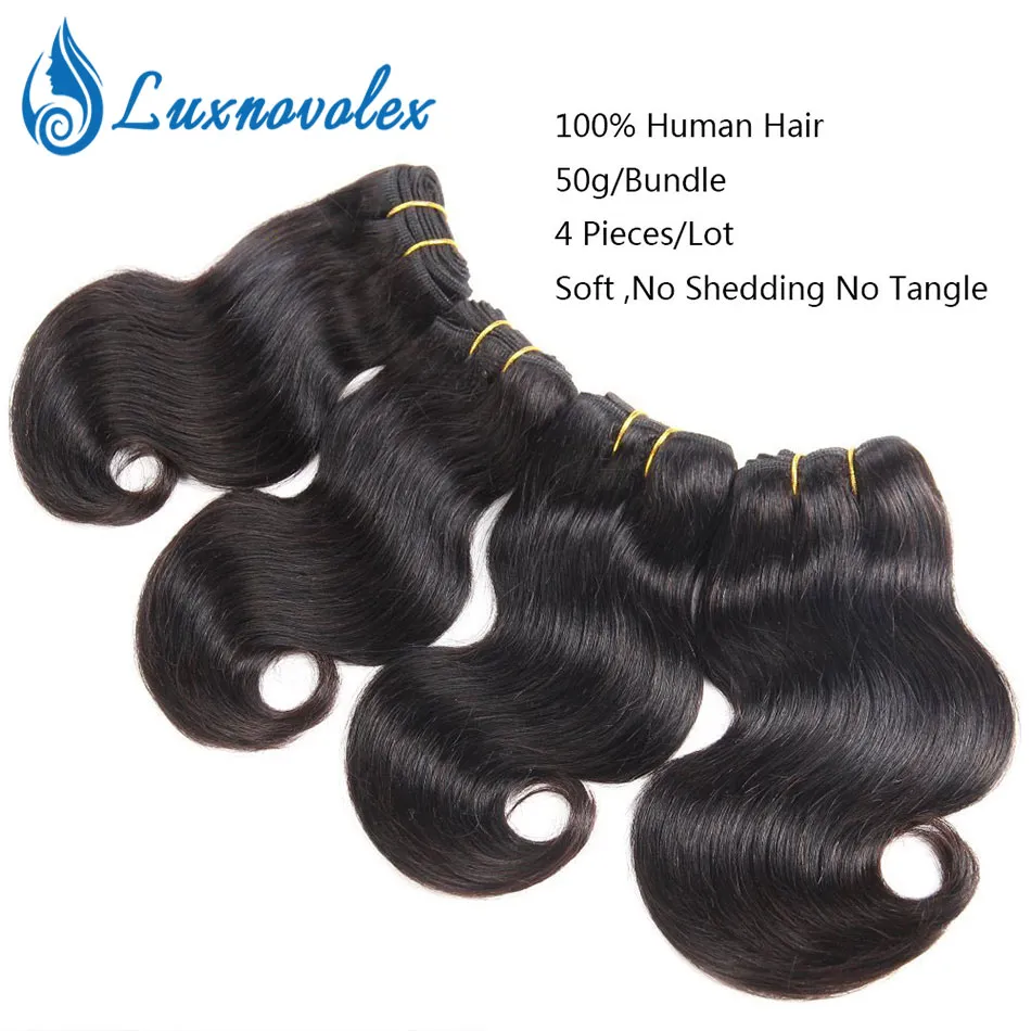 Малайзии объемная волна волос 4 пучки 8 дюймов короткие человеческих волос 7A Малайзии Девы человеческих волос Weave связки 50г/шт всего 200г