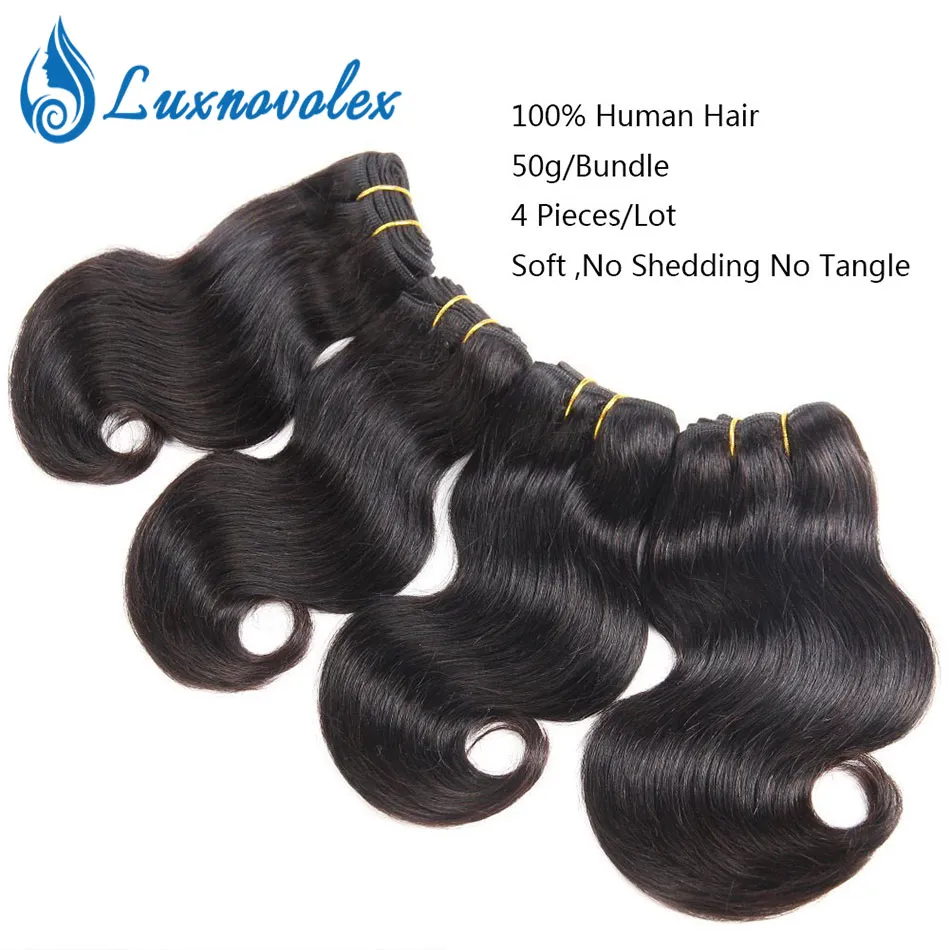 Malaysisk hårkroppsvåg 4 buntar 8 tums korta mänskliga hårförlängningar 7a Malaysiska Virgin Human Hair Weave Bundles 50g / st Totalt 200g