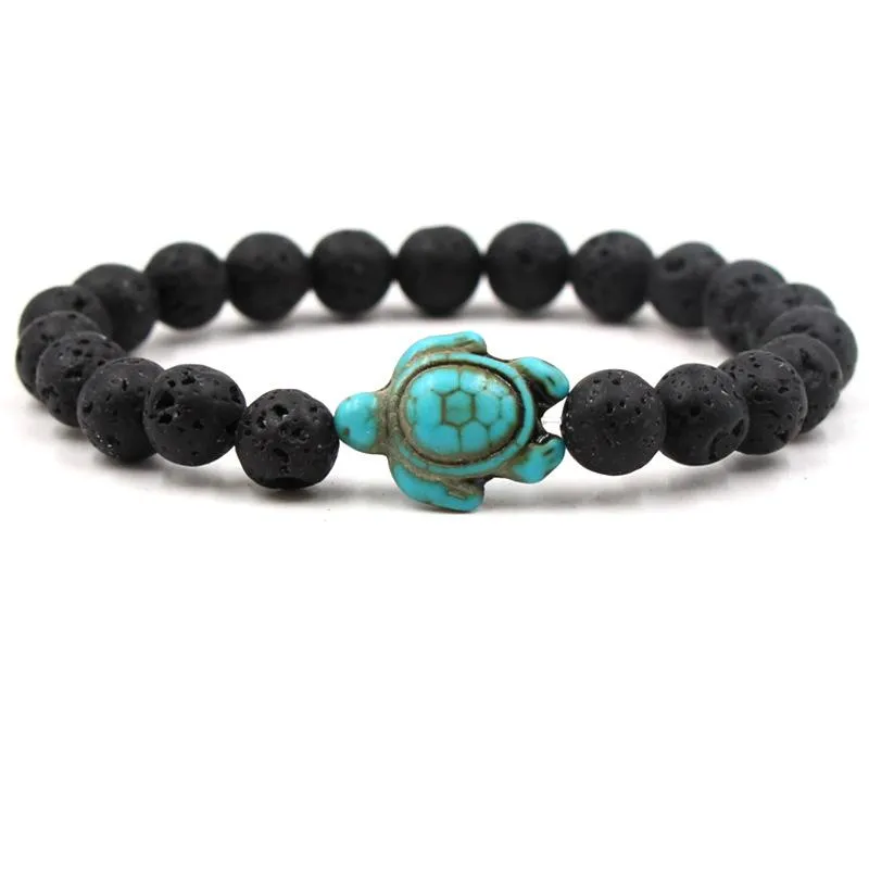 New 8MM A Grade Lava Stone Turquoise Turtle Bracelet Bangles Natural Stone Energy Yoga Beaded Bracelet 