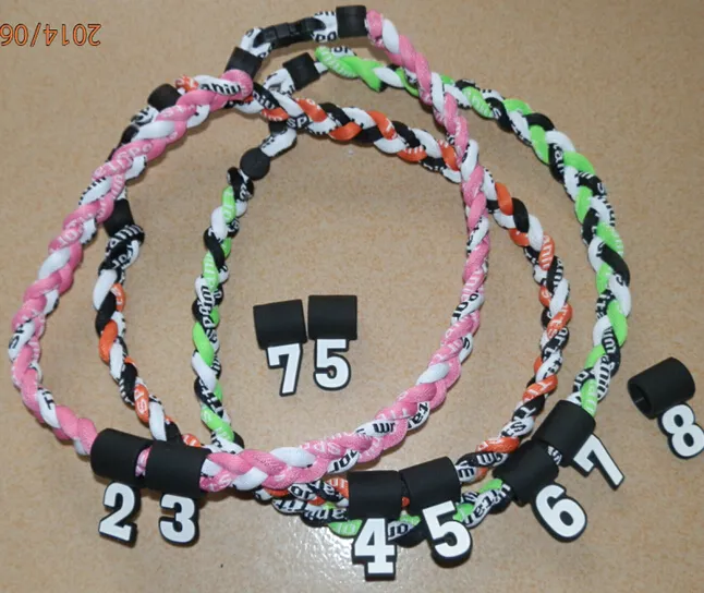 accessoires de football 100pcs colliers sains Cordes de sport Collier en titane à 3 cordes - Choisissez parmi plusieurs couleurs et tailles