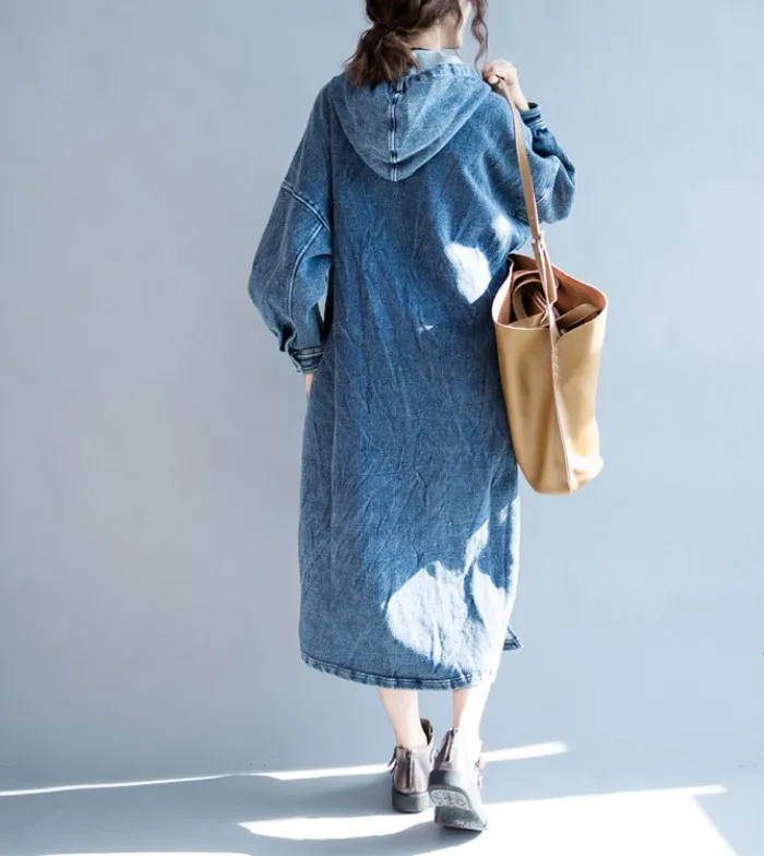 Denim hooded dress cheap